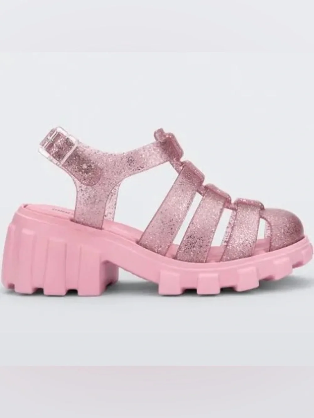 Mini Melissa Glitter Pink Platform Jelly Sandals 2